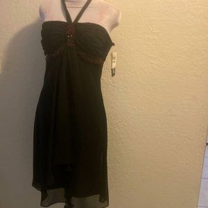 NWT EVA BLUE BLACK COCKTAIL SHORT HALTER DRESS 8